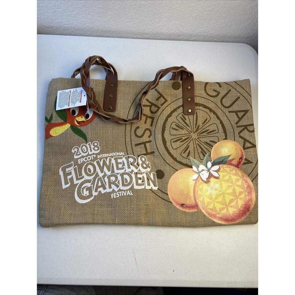 NWT‎ Disney Parks 2018 Epcot Burlap Tote Flowers & Garden Festival